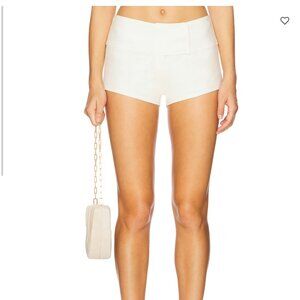 Cult Gaia Denny Linen Micro Mini Shorts (Off White, 0)